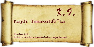 Kajdi Immakuláta névjegykártya